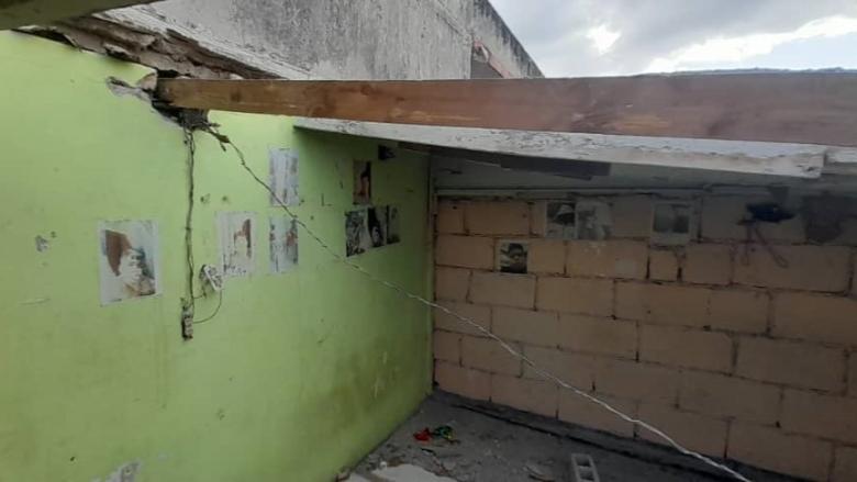 Vivienda de la activista Bárbara Farrat tras el derrumbe del techo.